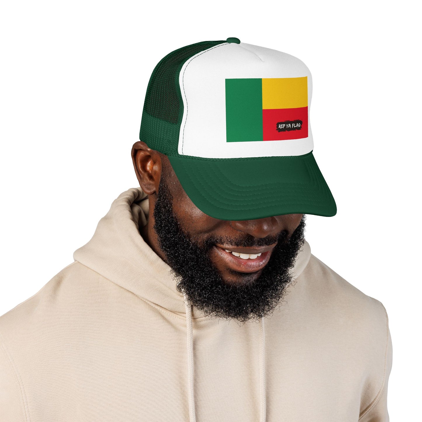 Benin Flag Foam Trucker Hat | Beninese Pride Snapback Cap | Rep Ya Flag