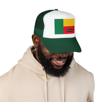Benin Flag Foam Trucker Hat | Beninese Pride Snapback Cap | Rep Ya Flag
