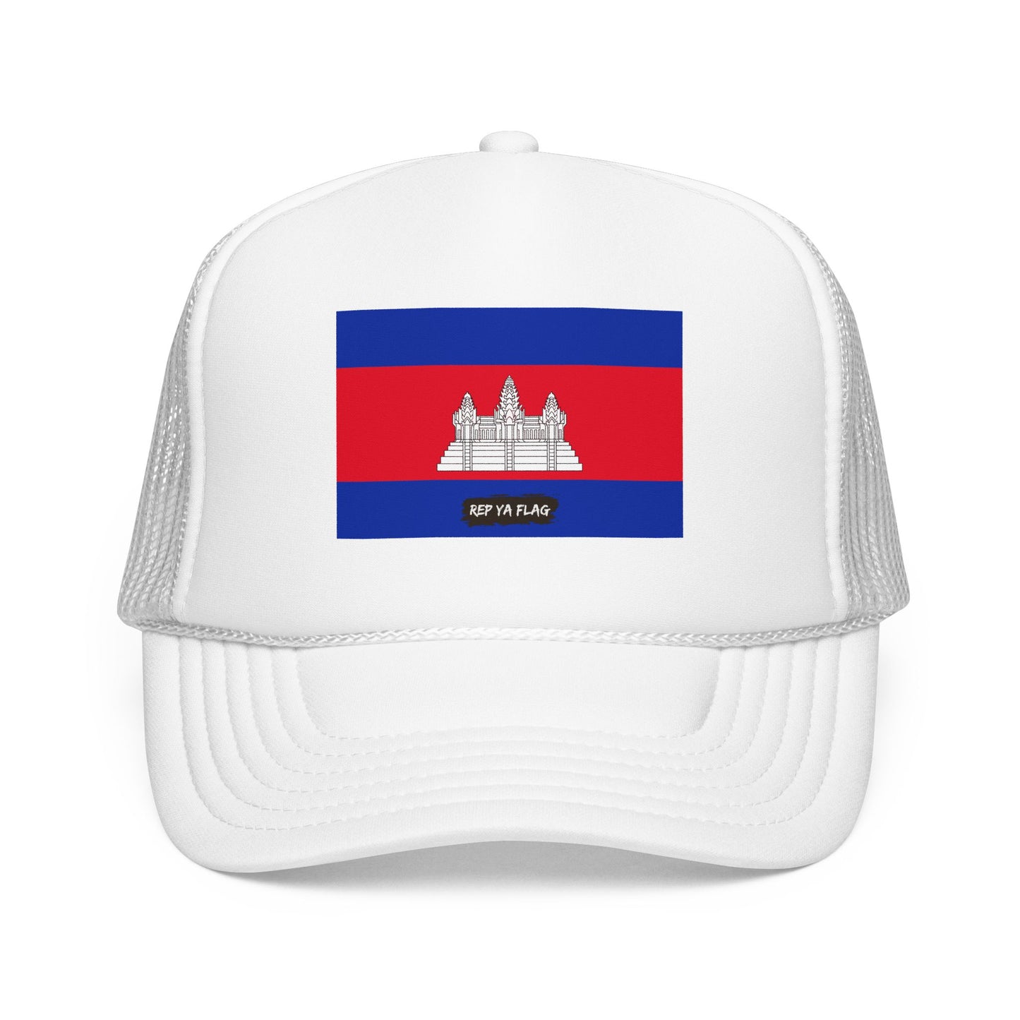 Cambodia Flag Foam Trucker Hat | Cambodian Pride Snapback Cap | Rep Ya Flag