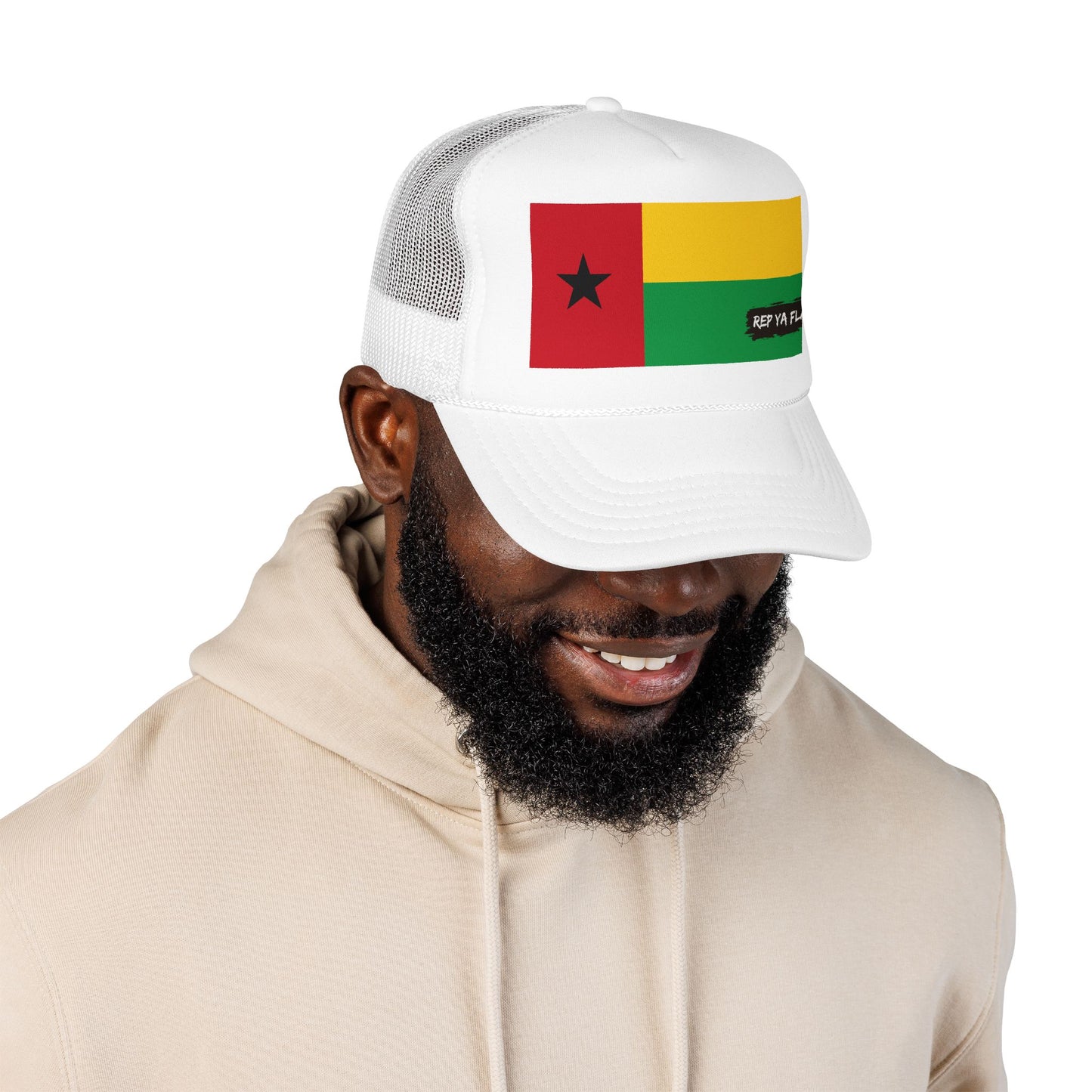 Guinea-Bissau Flag Foam Trucker Hat | Bissau-Guinean Pride Snapback Cap | Rep Ya Flag