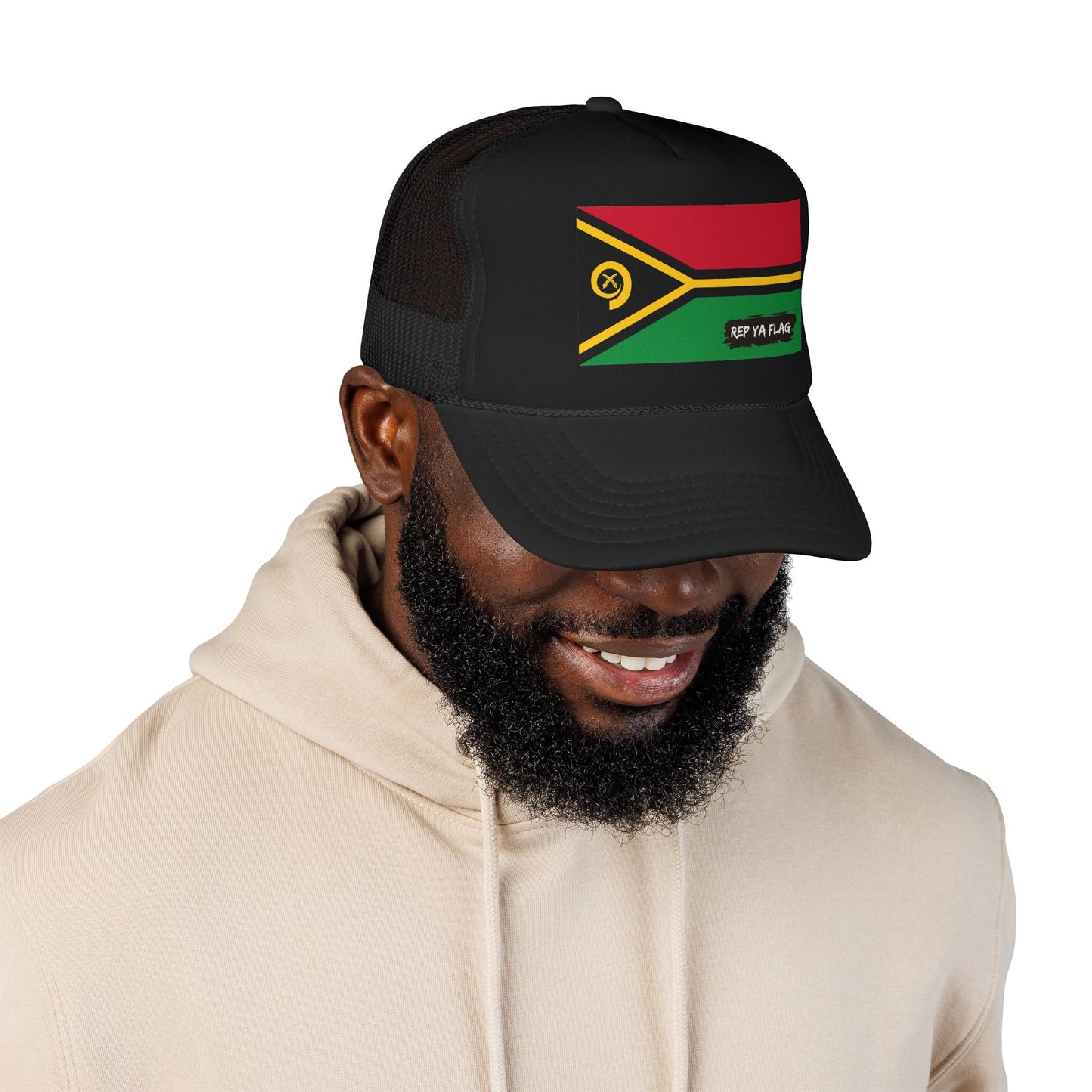 Vanuatu Flag Foam Trucker Hat | Rep Ya Flag design