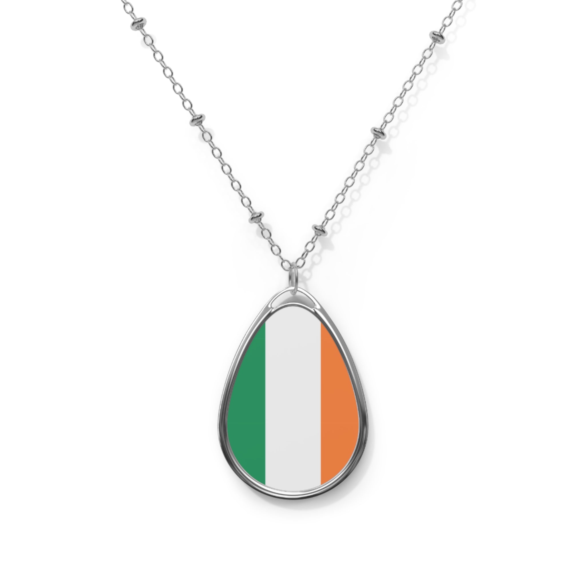 Ireland Flag Oval Necklace | Irish Heritage Pendant | Rep Ya Flag