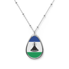 Lesotho Flag Oval Necklace | Basotho Heritage Pendant | Rep Ya Flag