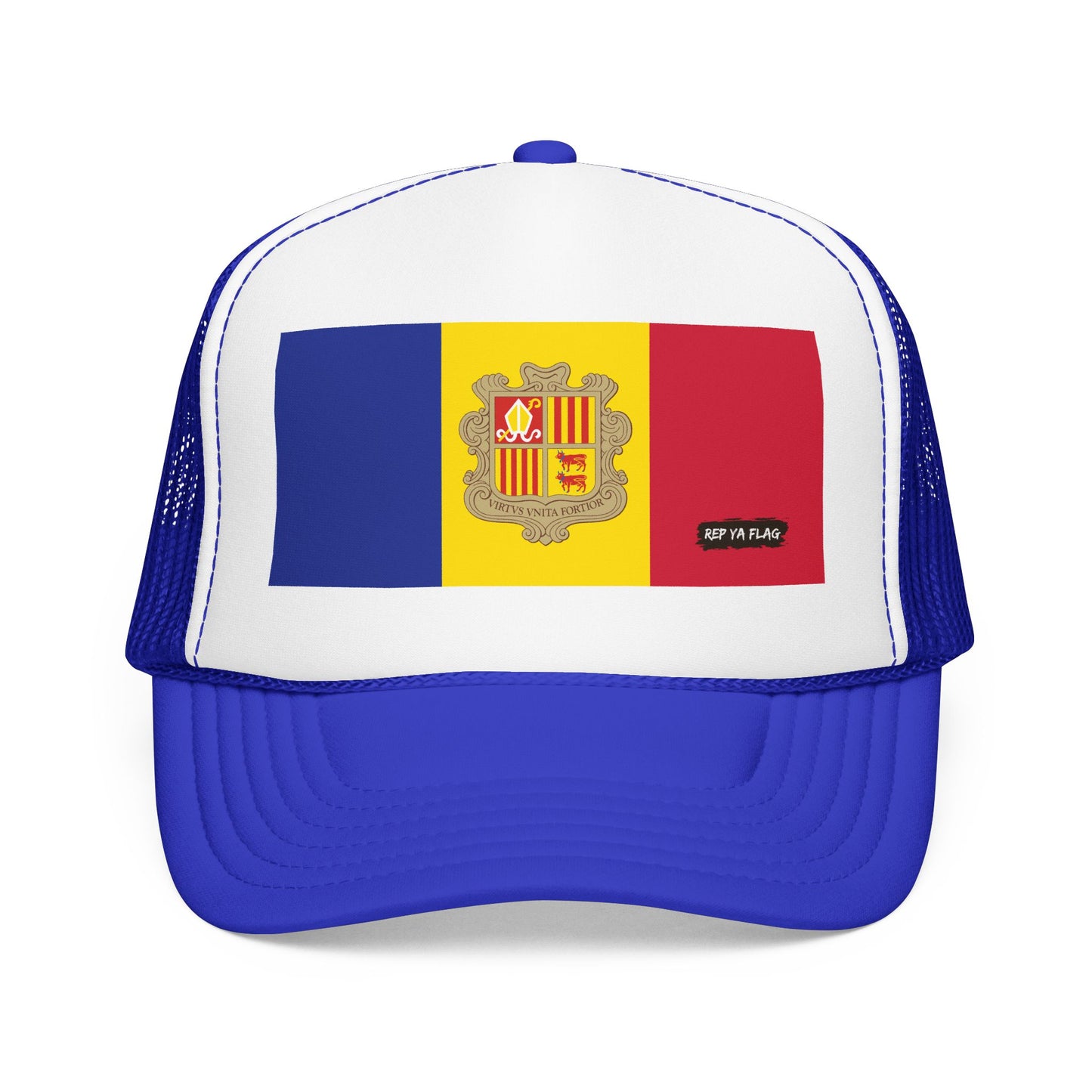 Andorra Flag Foam Trucker Hat | Andorran Pride Snapback Cap | Rep Ya Flag