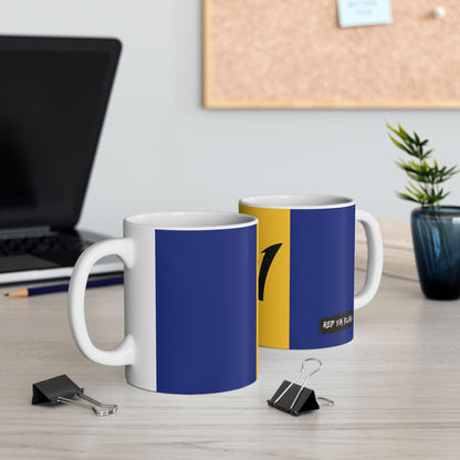 Barbados Flag Coffee Mug | Barbadian Pride Ceramic Tea Mug 11oz & 15oz | Rep Ya Flag