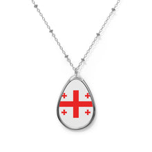 Georgia Flag Oval Necklace | Georgian Heritage Pendant | Rep Ya Flag