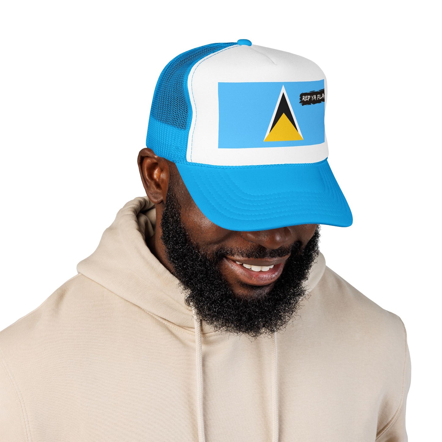 Saint Lucia Flag Foam Trucker Hat | Saint Lucian Pride Snapback Cap | Rep Ya Flag