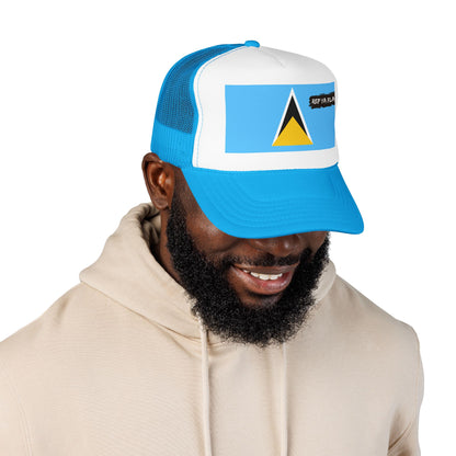 Saint Lucia Flag Foam Trucker Hat | Saint Lucian Pride Snapback Cap | Rep Ya Flag