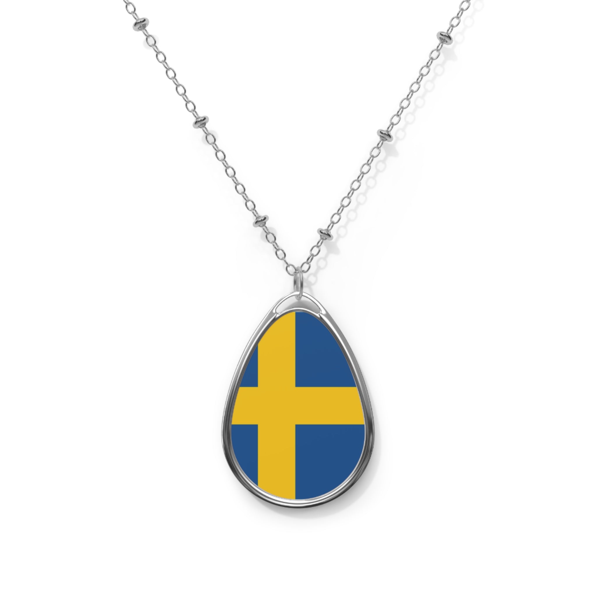 Sweden Flag Oval Necklace