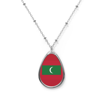 Maldives Flag Oval Necklace | Maldivian Heritage Pendant | Rep Ya Flag