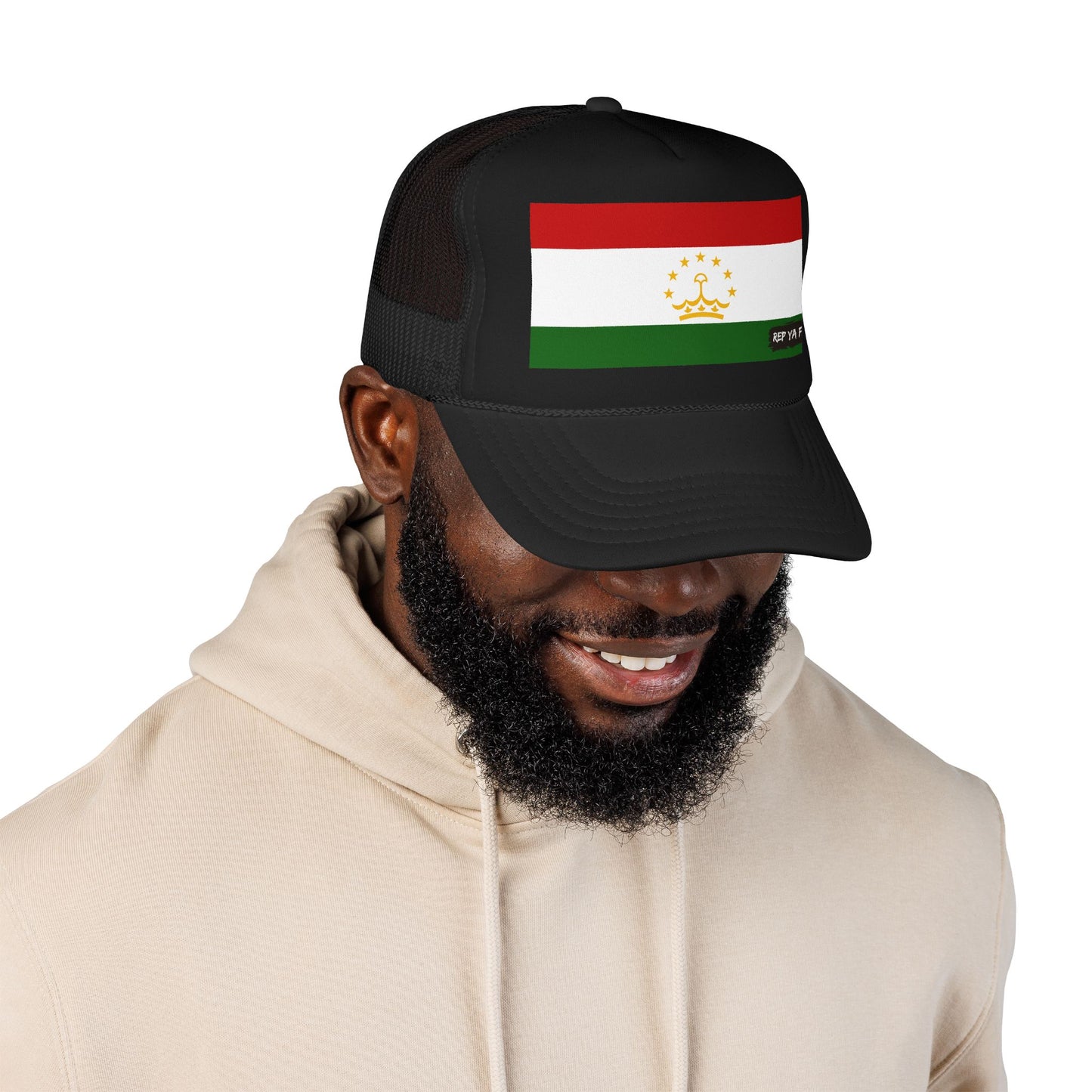 Tajikistan Flag Foam Trucker Hat | Rep Ya Flag design