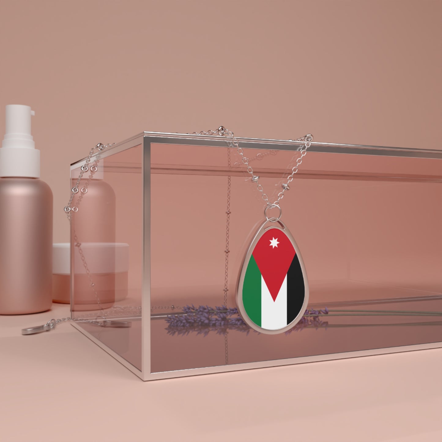 Jordan Flag Oval Necklace | Jordan Heritage Pendant | Rep Ya Flag