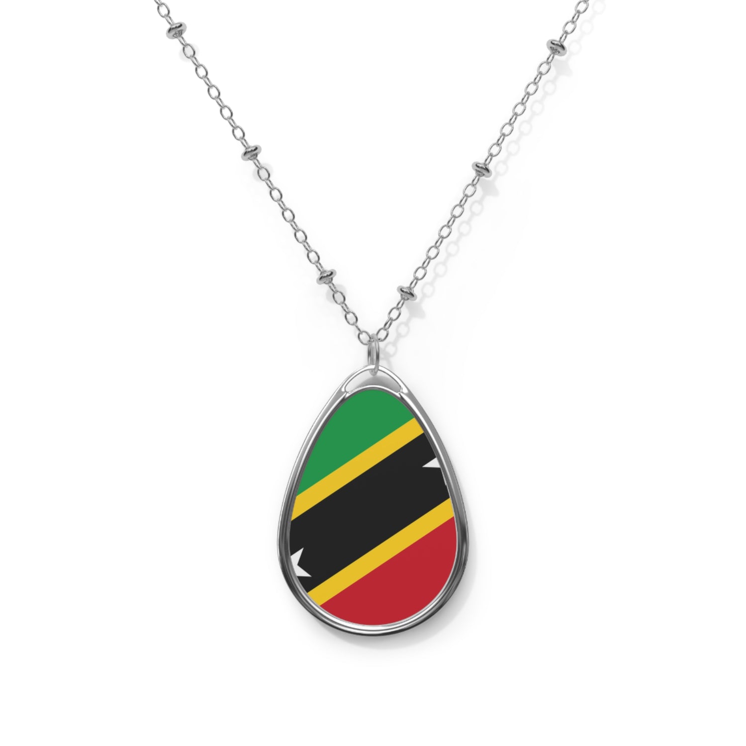 Saint Kitts and Nevis Flag Oval Necklace | Kittitian & Nevisian Heritage Pendant | Rep Ya Flag