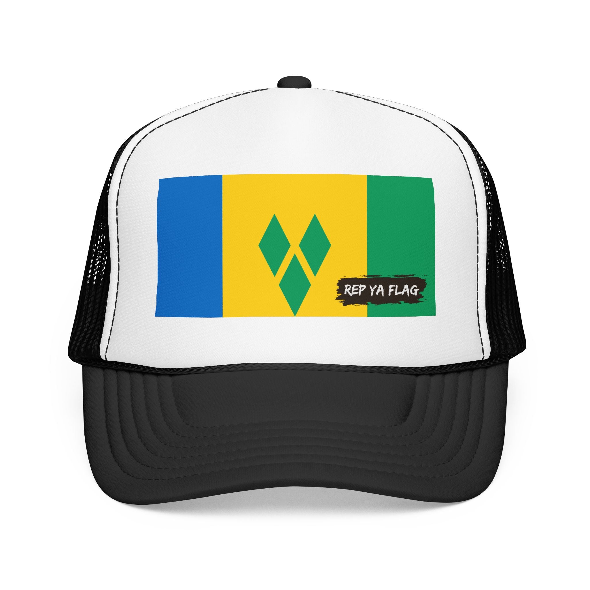 Saint Vincent and the Grenadines Flag Foam Trucker Hat | Vincentian Pride Snapback Cap | Rep Ya Flag