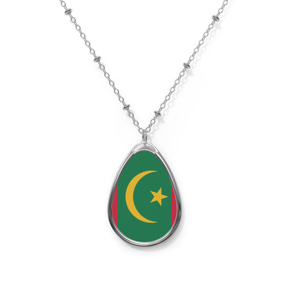 Mauritania Flag Oval Necklace | Mauritanian Heritage Pendant | Rep Ya Flag