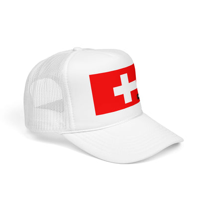 Switzerland Flag Foam Trucker Hat | Rep Ya Flag design