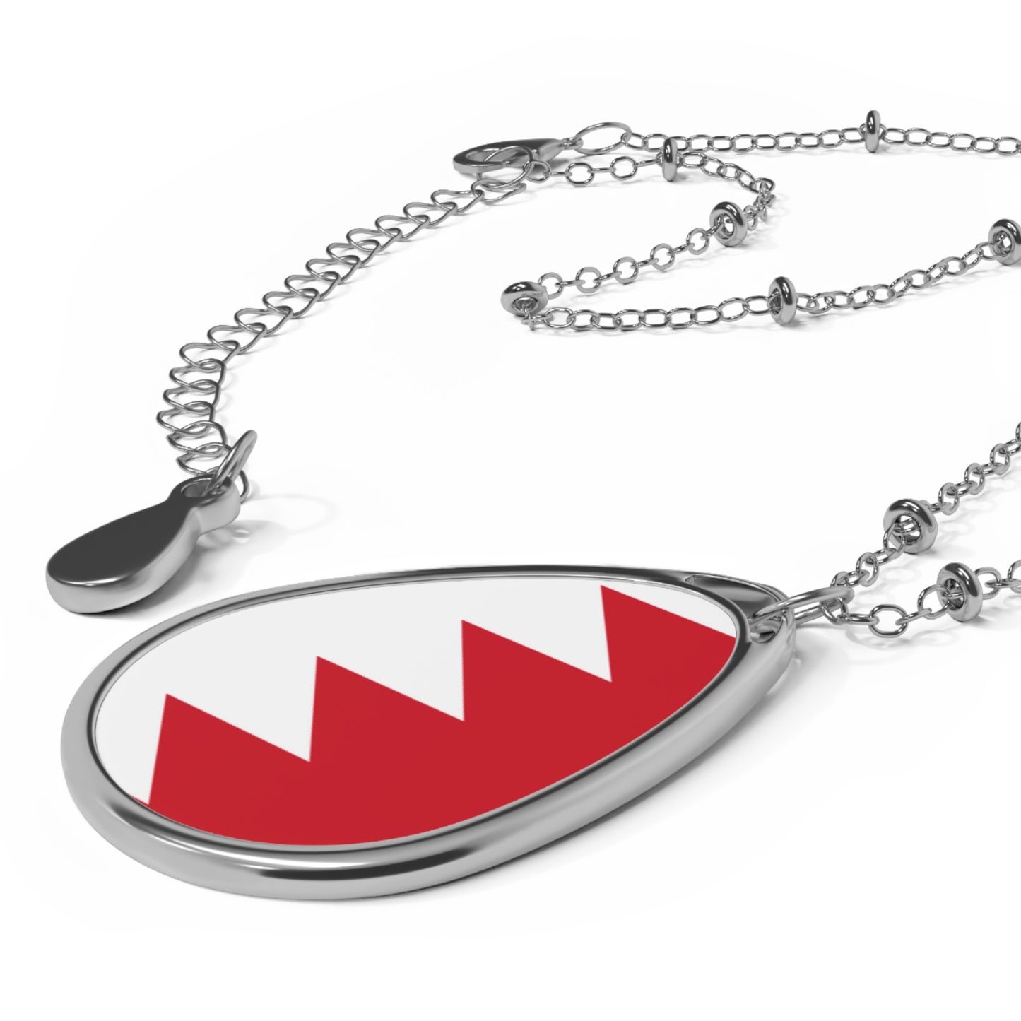 Bahrain Flag Oval Necklace | Bahraini Pride Patriotic Jewelry | Rep Ya Flag
