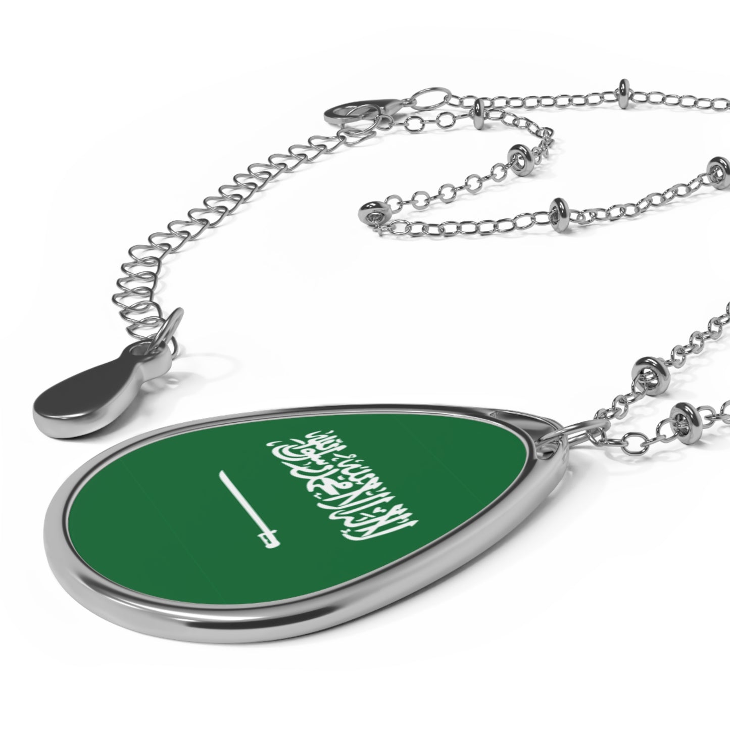 Saudi Arabia Flag Oval Necklace | Saudi Heritage Pendant | Rep Ya Flag