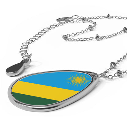 Rwanda Flag Oval Necklace | Rwandan Heritage Pendant | Rep Ya Flag