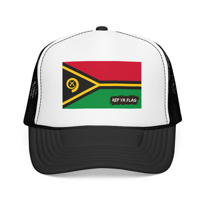 Vanuatu Flag Foam Trucker Hat | Rep Ya Flag design