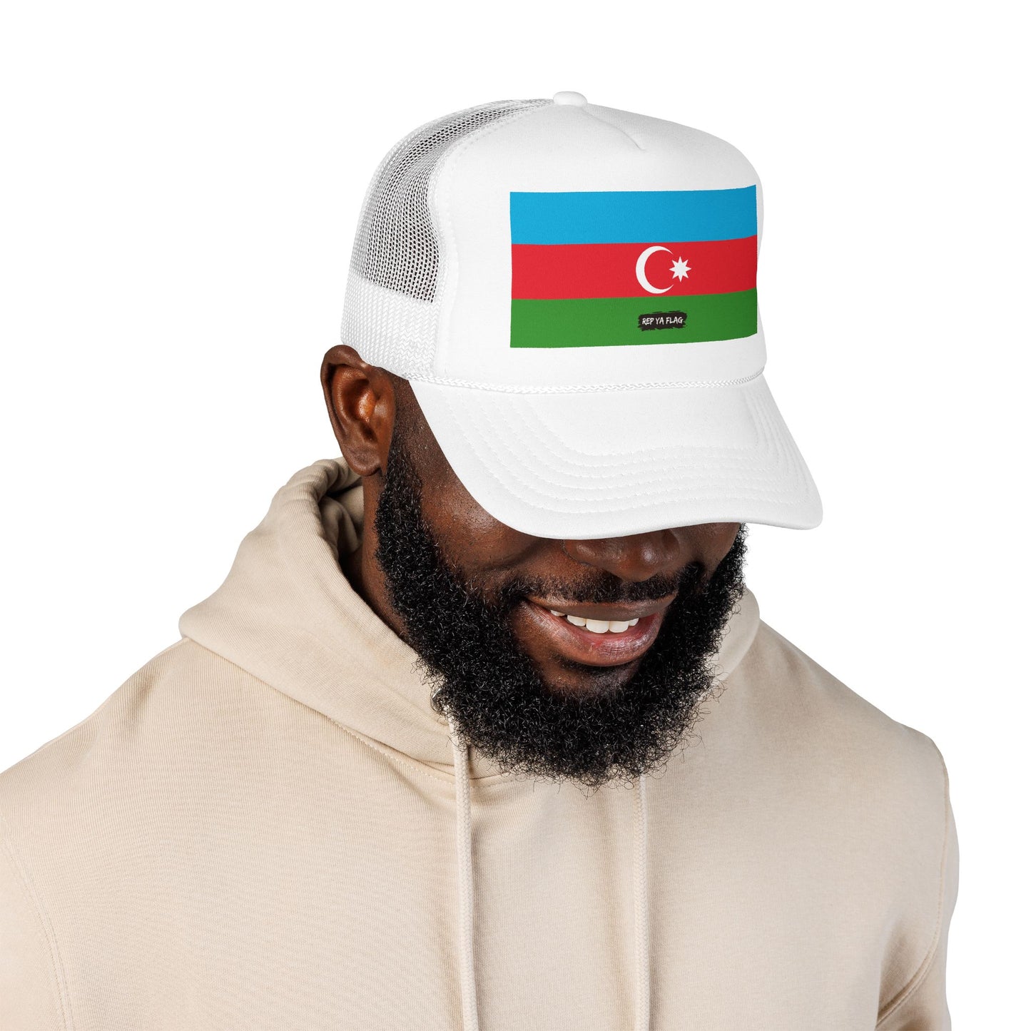 Azerbaijan Flag Foam Trucker Hat | Azerbaijani Pride Snapback Cap | Rep Ya Flag