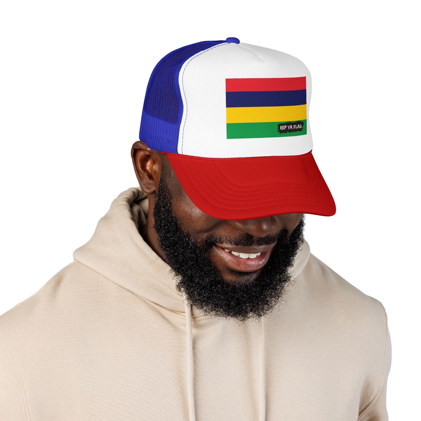 Mauritius Flag Foam Trucker Hat | Mauritian Pride Snapback Cap | Rep Ya Flag