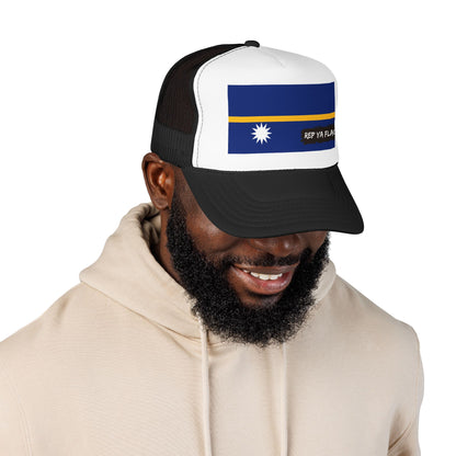 Nauru Flag Foam Trucker Hat | Nauruan Pride Snapback Cap | Rep Ya Flag