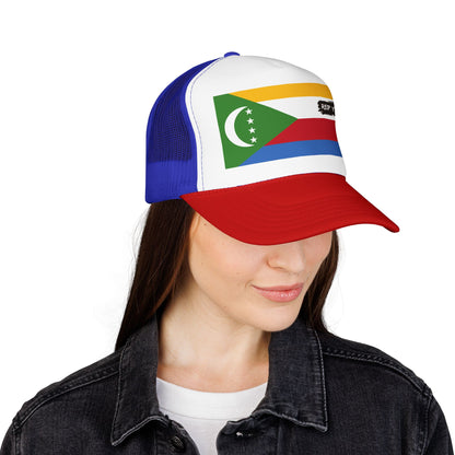 Comoros Flag Foam Trucker Hat | Comorian Pride Snapback Cap | Rep Ya Flag