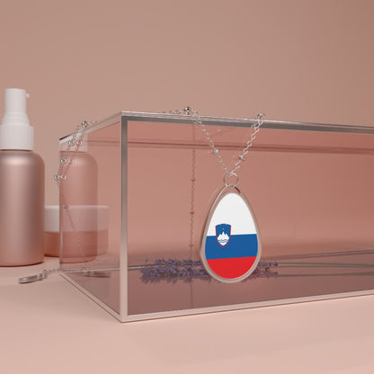 Slovenia Flag Oval Necklace | Slovenian Heritage Pendant | Rep Ya Flag