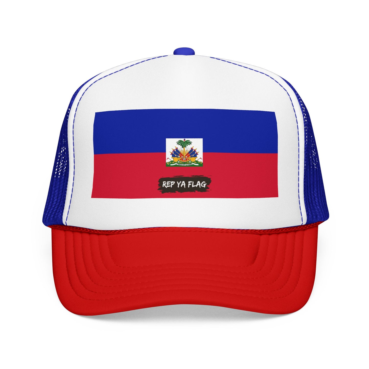 Haiti Flag Foam Trucker Hat | Haitian Pride Snapback Cap | Rep Ya Flag