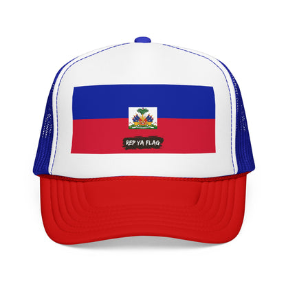 Haiti Flag Foam Trucker Hat | Haitian Pride Snapback Cap | Rep Ya Flag