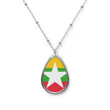 Myanmar Flag Oval Necklace | Burmese Flag Pendant | Heritage Jewelry | Cultural Gift | Rep Ya Flag
