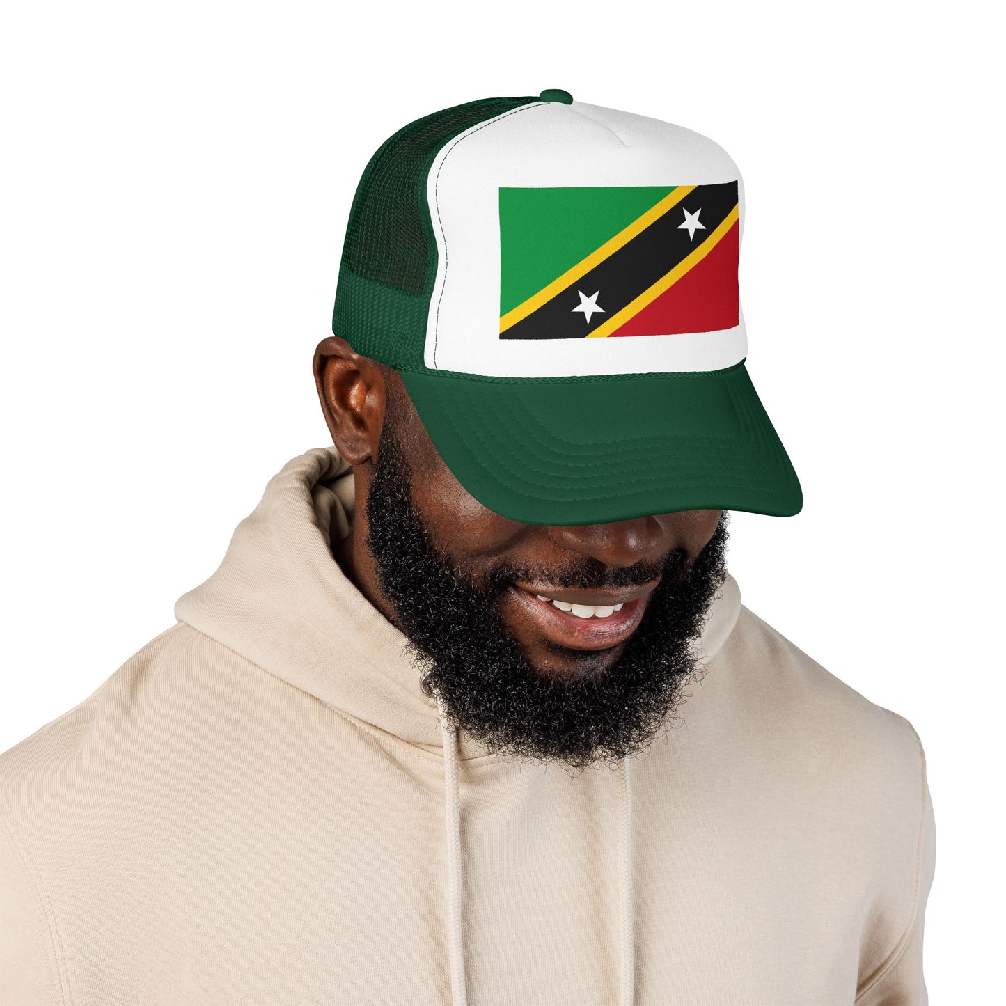 Saint Kitts and Nevis Flag Foam Trucker Hat | Kittitian & Nevisian Pride Snapback Cap | Rep Ya Flag