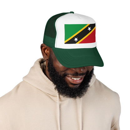 Saint Kitts and Nevis Flag Foam Trucker Hat | Kittitian & Nevisian Pride Snapback Cap | Rep Ya Flag