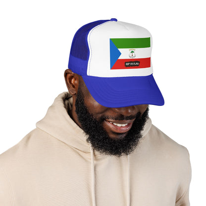Equatorial Guinea Flag Foam Trucker Hat | Equatoguinean Pride Snapback Cap | Rep Ya Flag