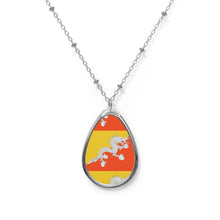 Bhutan Flag Oval Necklace | Bhutanese Heritage Pendant | Rep Ya Flag