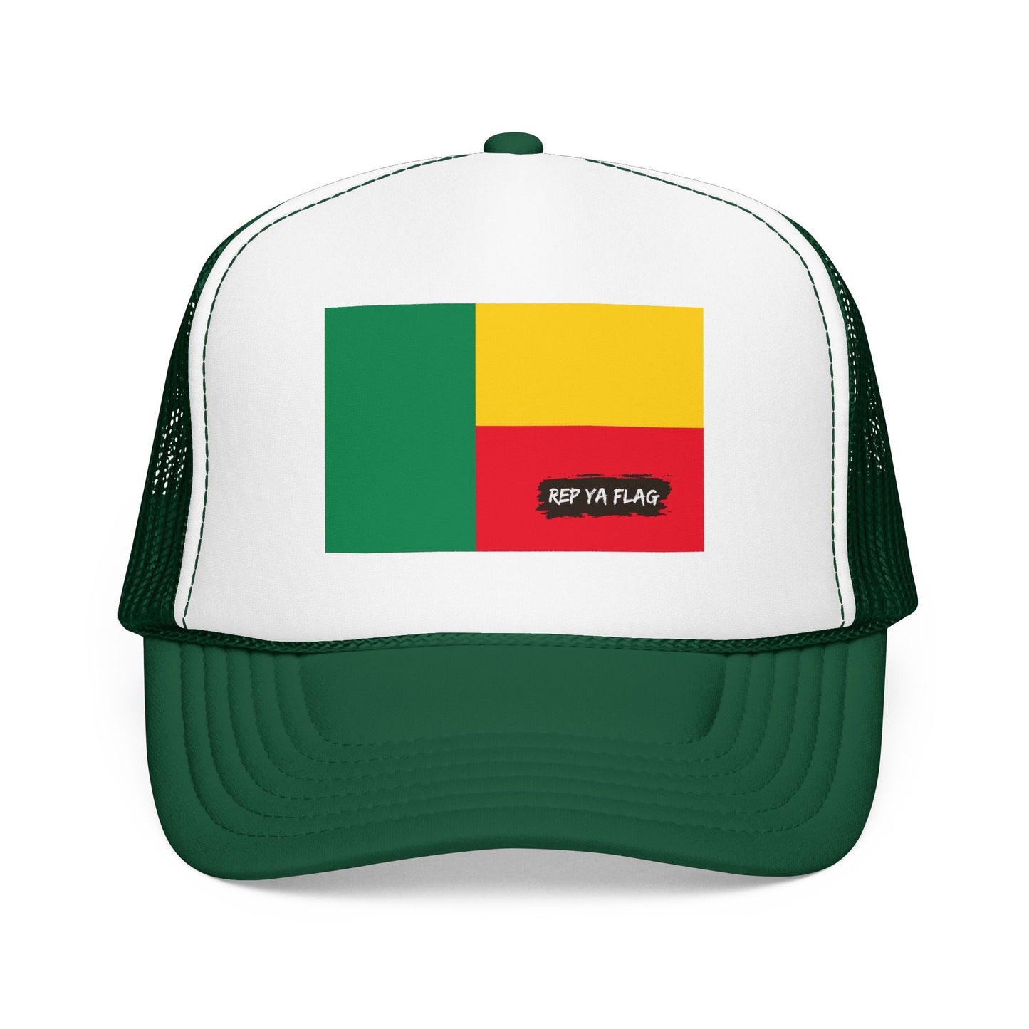 Benin Flag Foam Trucker Hat | Beninese Pride Snapback Cap | Rep Ya Flag