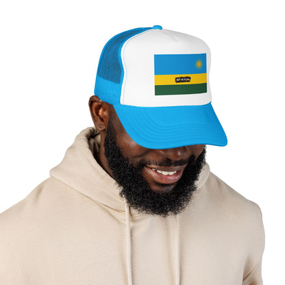 Rwanda Flag Foam Trucker Hat | Rwandan Pride Snapback Cap | Rep Ya Flag