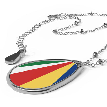 Seychelles Flag Oval Necklace | Seychellois Heritage Pendant | Rep Ya Flag