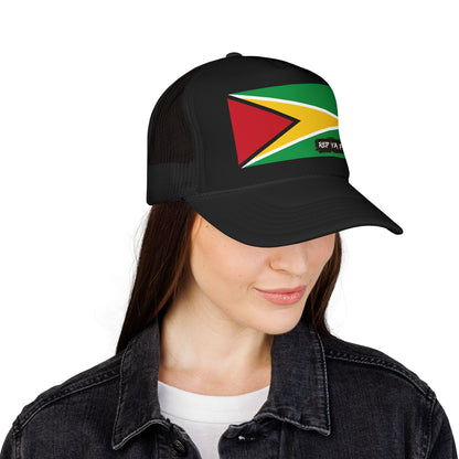 Guyana Flag Foam Trucker Hat | Guyanese Pride Snapback Cap | Rep Ya Flag