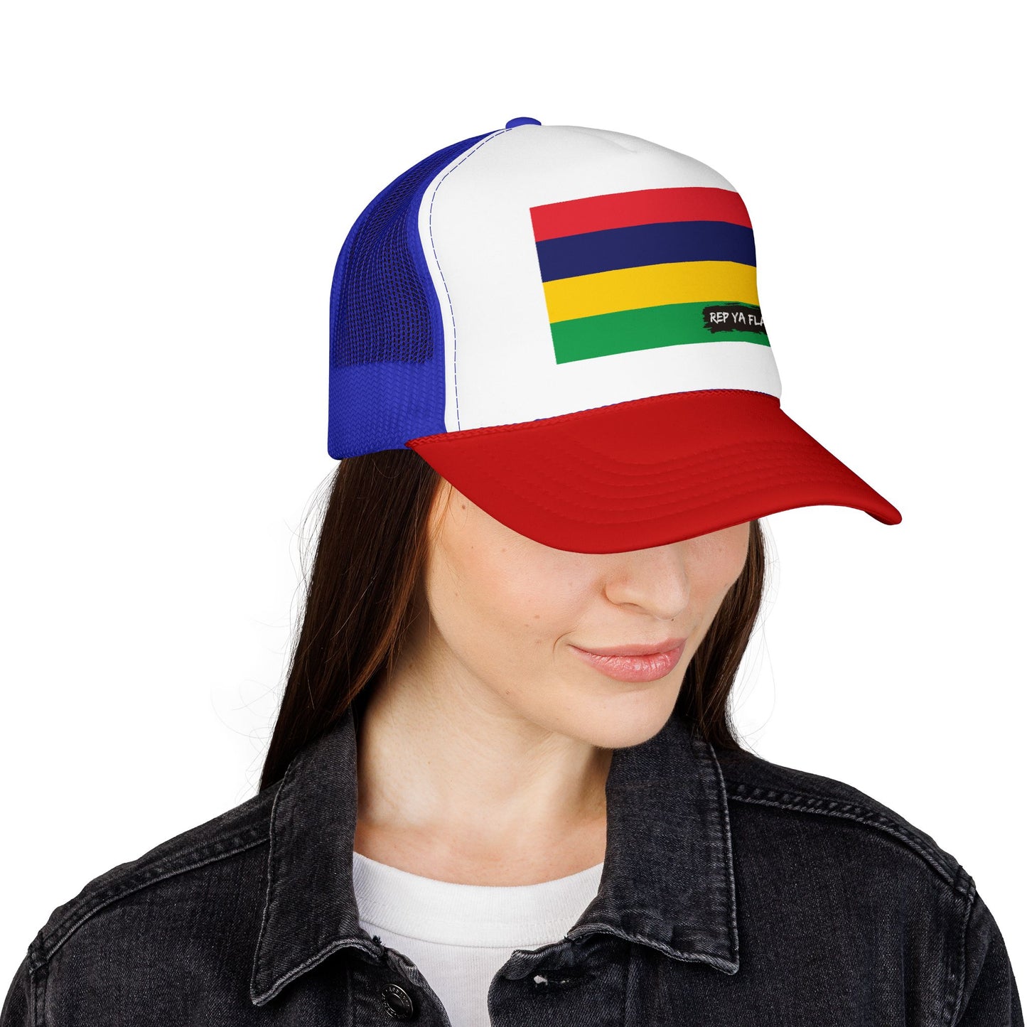 Mauritius Flag Foam Trucker Hat | Mauritian Pride Snapback Cap | Rep Ya Flag