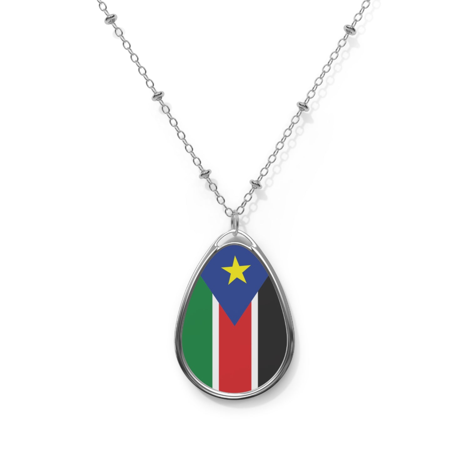South Sudan Flag Oval Necklace | South Sudanese Heritage Pendant | Rep Ya Flag
