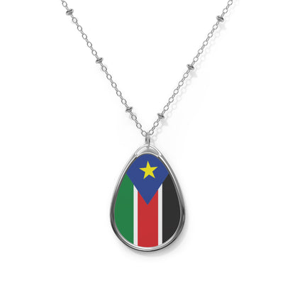 South Sudan Flag Oval Necklace | South Sudanese Heritage Pendant | Rep Ya Flag