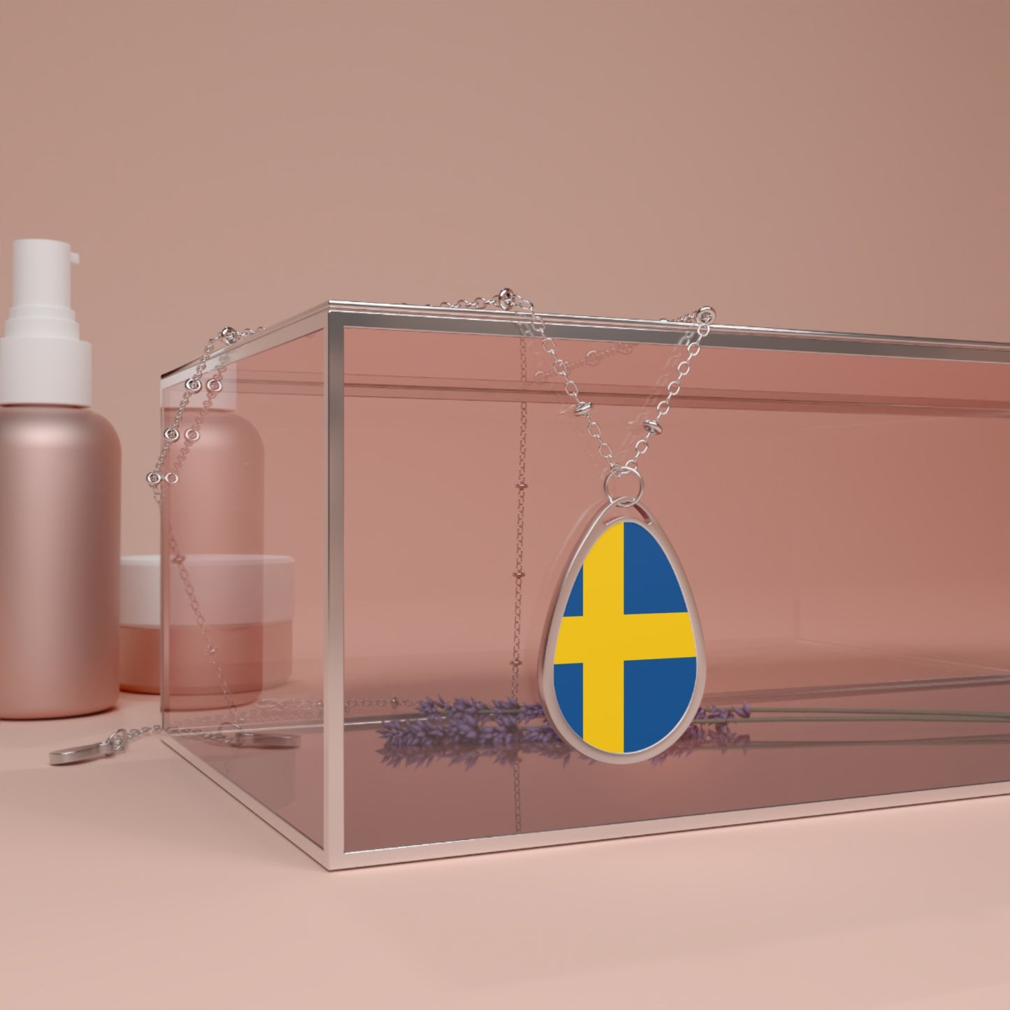 Sweden Flag Oval Necklace