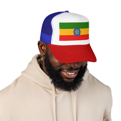 Ethiopia Flag Foam Trucker Hat | Ethiopian Pride Snapback Cap | Rep Ya Flag