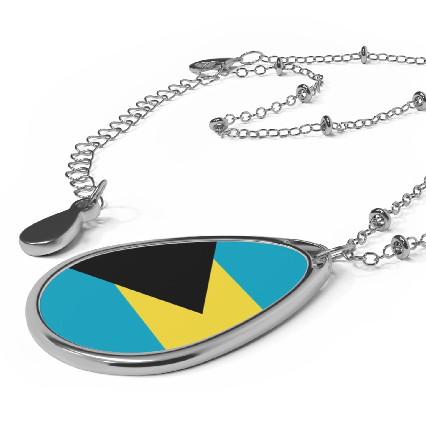 Bahamas Flag Oval Necklace | Bahamian Pride Patriotic Jewelry | Rep Ya Flag