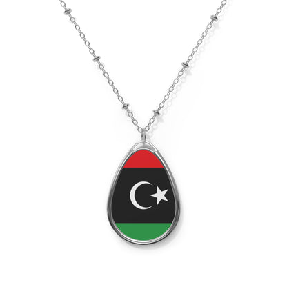 Libya Flag Oval Necklace | Libyan Heritage Pendant | Rep Ya Flag