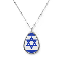 Israel Flag Oval Necklace | Israeli Heritage Pendant | Rep Ya Flag