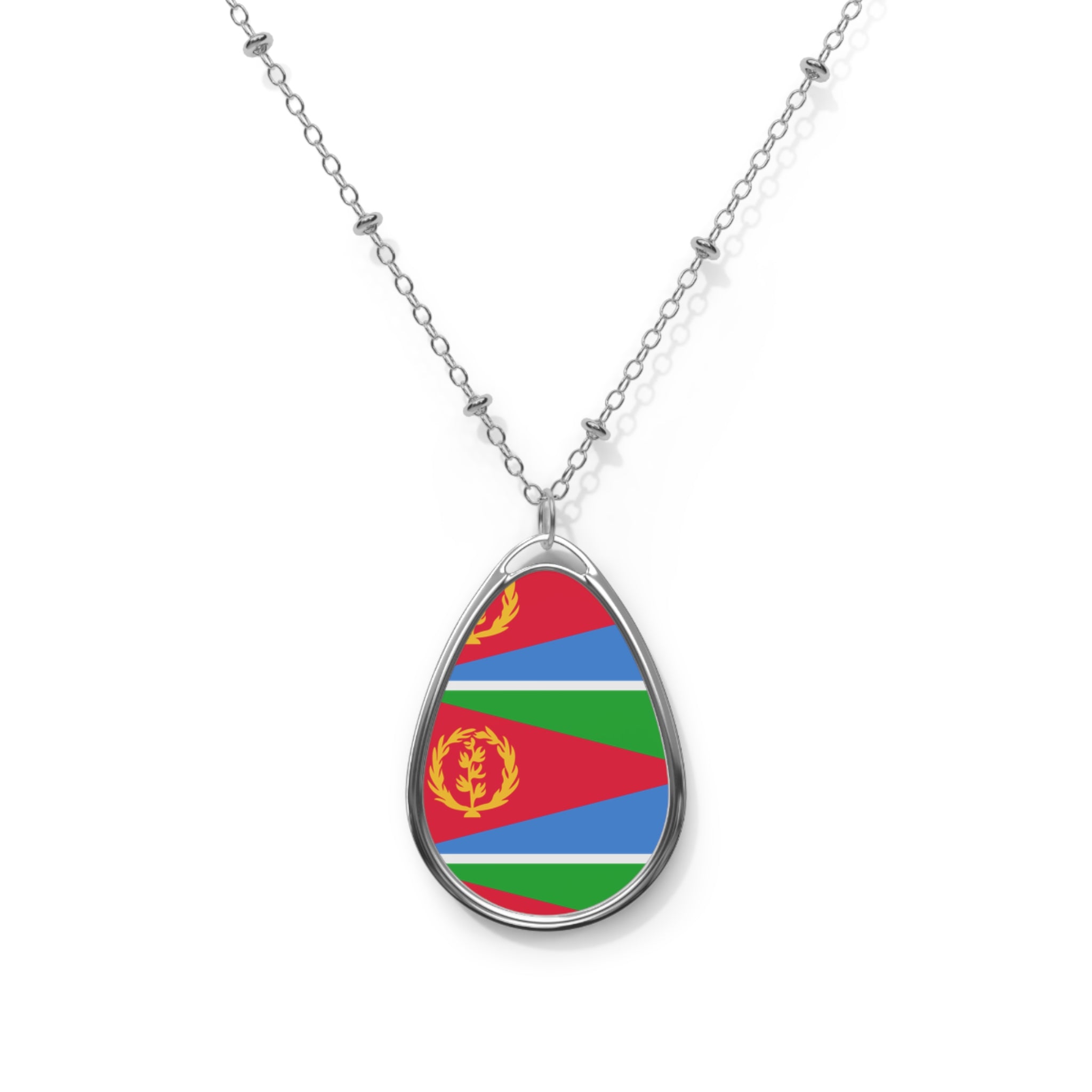 Equatorial Guinea Flag Oval Necklace | Equatoguinean Heritage Pendant | Rep Ya Flag
