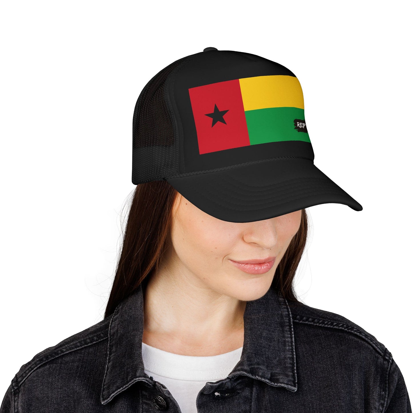 Guinea-Bissau Flag Foam Trucker Hat | Bissau-Guinean Pride Snapback Cap | Rep Ya Flag